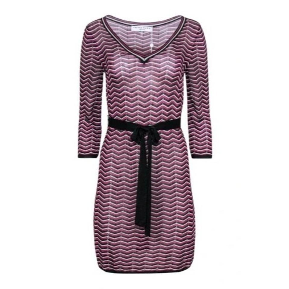 Trina Turk Chevron Belted Sweater Dress W/ Slip M Nwt